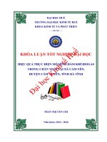 Hiệu quả thực hiện mô hình hầm khí biogas trong chăn nuôi tại xã cẩm yên, huyện cẩm xuyên, tỉnh hà tĩnh 