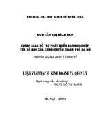 Luận văn thạc sỹ: Chính sách hỗ trợ doanh nghiệp vừa và nhỏ của chính quyền thành phố Hà Nội