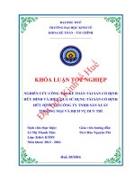 Nghiên cứu công tác kế toán tài sản cố định hữu hình và hiệu quả sử dụng tài sản cố định hữu hình tại công ty TNHH sản xuất thương mại và dịch vụ duy trí 