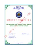 THỰC TRẠNG CÔNG tác kế TOÁN THUẾ GTGT và THUẾ TNDN tại CÔNG TY cổ PHẦN MAY XUẤT KHẨU HUẾ 