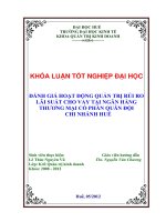 Đánh giá hoạt động quản trị rủi ro lãi suất cho vay tại ngân hàng thương mại cổ phần quân đội   chi nhánh huế 