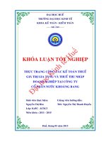 Thực trạng công tác kế toán thuế GTGT và thuế TNDN tại công ty cổ phần nước khoáng bang 