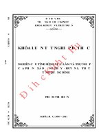 Nghiên cứu tình hình việc làm và thu nhập của phụ nữ xã dương thủy, huyện lệ thủy, tỉnh quảng bình 