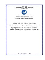 THỰC HÀNH NGHỀ NGHIỆP LẦN 2 MÔN HỌC NGHIÊN CỨU MARKETING NGHIÊN CỨU CÁC YẾU TỐ ẢNH HƯỞNG ĐẾN LÒNG TRUNG THÀNH CỦA NGƯỜI TIÊU DÙNG TẠI THỊ TRƯỜNG THÀNH PHỐ HỒ CHÍ MINH ĐỐI VỚI THƯƠNG HIỆU VIỆT TRONG NGÀNH SỮA