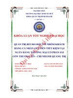 Quản trị rủi ro đối với nhóm khách hàng cá nhân gửi tiền tiết kiệm tại ngân hàng TMCP sài gòn thương tín chi nhánh quảng trị 