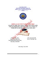 Đánh giá hiệu quả hoạt động bán hàng đối với sản phẩm sữa dutch lady của công ty TNHH hùng hoàng giai đoạn 2011 2013 