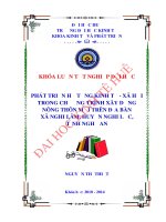 Phát triển hạ tầng kinh tế   xã hội trong chương trình xây dựng nông thôn mới trên địa bàn xã nghi lâm, huyện nghi lộc, tỉnh nghệ an 
