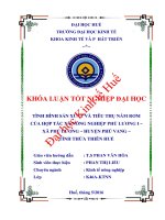 Tình hình sản xuất và tiêu thụ nấm rơm của hợp tác xã nông nghiệp phú lương i – xã phú lương – huyện phú vang – tỉnh thừa thiên huế 