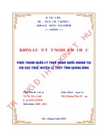 Thực trạng quản lý thuế ngoài quốc doanh tại chi cục thuế huyện lệ thủy   tỉnh quảng bình 