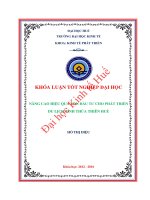 Nâng cao hiệu quả vốn đầu tư cho phát triển du lịch tỉnh thừa thiên huế 