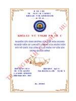 Nghiên cứu ảnh hưởng của văn hóa doanh nghiệp đến sự cam kết gắn bó của nhân viên với tổ chức tại công ty cổ phần tư vấn xây dựng quảng bình 