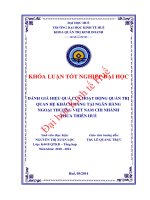 Đánh giá hiệu quả hoạt động quản trị quan hệ khách hàng tại ngân hàng TMCP ngoại thương việt nam  chi nhánh huế 