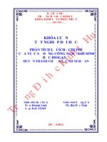 Phân tích lợi ích   chi phí của việc sử dụng công nghệ khí sinh học biogas ở huyện thanh chương, tỉnh nghệ an 