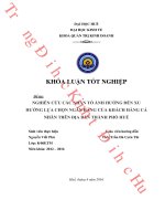 Nghiên cứu các nhân tố ảnh hưởng đến xu hướng lựa chọn ngân hàng của khách hàng cá nhân trên địa bàn thành phố huế 