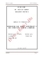 Đánh giá hiệu quả kinh tế nuôi tôm sú tại huyện phú vang – tỉnh thừa thiên huế 