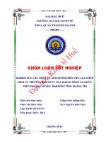 Nghiên cứu các nhân tố ảnh hưởng đến việc lựa chọn dịch vụ truyền hình MyTV của khách hàng cá nhân trên địa bàn huyện đakrông, tỉnh quảng trị 