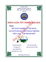 Kế toán nghiệp vụ tín dụng của ngân hàng TMCP ngoại thương  chi nhánh huế 