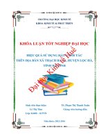 Hiệu qủa kinh tế sử dụng đất canh tác trên địa bàn xã thạch bằng, huyện lộc hà, tỉnh hà tĩnh 
