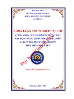 Sự tham gia của người dân trong việc xây dựng nông thôn mới trên địa bàn xã điền hải, huyện phong điền, tỉnh thừa thiên huế 