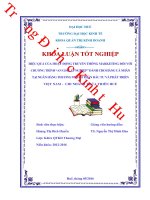 Hiệu quả của hoạt động truyền thông marketing đối với chương trình “an gia lập nghiệp” dành cho khách hàng cá nhân tại ngân hàng thương mại cổ phần đầu tư và phát triển việt nam – chi nhánh thừa thiên huế 