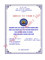 Nghiên cứu các nhân tố ảnh hưởng đến việc lựa chọn dịch vụ truyền hình MyTV của khách hàng cá nhân trên địa bàn thành phố huế 