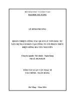 Hoàn thiện công tác quản lý vốn đầu tư xây dựng cơ bản tại công ty cổ phần thủy điện sông đà tây nguyên 