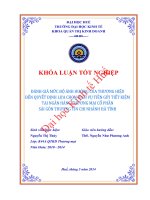 Đánh giá mức độ ảnh hưởng của thương hiệu đến quyết định lựa chọn dịch vụ tiền gửi tiết kiệm tại ngân hàng TMCP sài gòn thương tín   chi nhánh hà tĩnh 