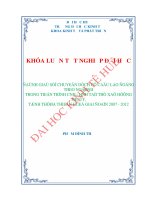 Đánh giá sự chuyển dịch cơ cấu lao động theo ngành trong tiến trình CNH   hđh tại thị xã hương thủy, tỉnh thừa thiên huế giai đoạn 2007   2012 