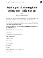 Định nghĩa và sử dụng kiểu dữ liệu mới   kiểu bản ghi 