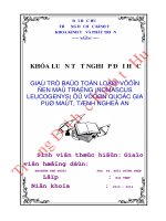 Giá trị bảo tồn loài vượn đen má trắng (nomascus leucogenys) ở vườn quốc gia pù mát, tỉnh nghệ an 