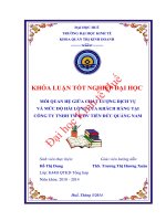 Mối quan hệ giữa chất lượng dịch vụ và mức độ hài lòng của khách hàng tại công ty TNHH TM  DV tiến đức quảng nam 