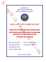 Nghiên cứu hệ thống xếp hạng tín dụng nội bộ đối với khách hàng doanh nghiệp tại ngân hàng TMCP đầu tư và phát triển việt nam chi nhánh thừa thiên huế 