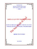 Đánh giá hiệu quả kinh tế canh tác lúa ở xã vĩnh hảo, huyện vĩnh thạnh, tỉnh bình định 