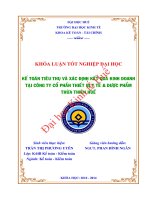 Kế toán tiêu thụ và xác định kết quả kinh doanh tại công ty cổ phần thiết bị y tế  dược phẩm thừa thiên huế 