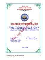 Nghiên cứu ảnh hưởng của yếu tố bố trí và trưng bày đến hành vi mua sắm của khách hàng tại siêu thị co opmart huế 
