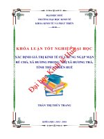 Xác định giá trị kinh tế của rừng ngập mặn rú chá, xã hương phong, thị xã hương trà, tỉnh thừa thiên huế 