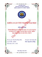 Tình hình quản lý vốn đầu tư xây dựng cơ bản từ ngân sách nhà nước trên địa bàn thị xã hương thủy   tỉnh thừa thiên huế 