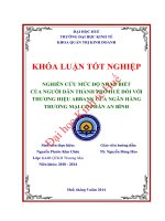 Nghiên cứu mức độ nhận biết của người dân thành phố huế đối với thương hiệu ABBANK của ngân hàng thương mại cổ phần an bình 
