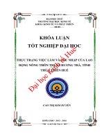 hực trạng việc làm và thu nhập của lao động nông thôn thị xã hương trà, tỉnh thừa thiên huế 
