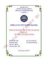 Đánh giá của nhân viên về công tác đãi ngộ nhân sự tại công ty cổ phần la giang 