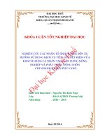 Nghiên cứu các nhân tố ảnh hưởng đến xu hướng sử dụng dịch vụ tiền gửi tiết kiệm của khách hàng cá nhân tại ngân hàng nông nghiệp và phát triển nông thôn chi nhánh huyện phú vang 