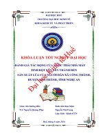 Ảnh hưởng của nước thải từ nhà máy tinh bột sắn yên thành đến hoạt động sản xuất lúa của người dân xã công thành, huyện yên thành, tỉnh nghệ an 