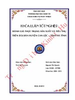 Đánh giá thực trạng sản xuất và tiêu thụ lạc trên địa bàn huyện can lộc, tỉnh hà tĩnh 