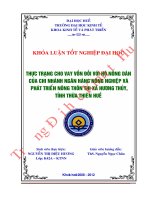 Thực trạng cho vay vốn đối với hộ nông dân tại chi nhánh ngân hàng nông nghiệp và phát triển nông thôn thị xã hương thủy, tỉnh thừa thiên huế 