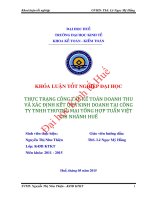 Thực trạng công tác kế toán doanh thu và xác định kết quả kinh doanh tại công ty TNHH thương mại tổng hợp tuấn việt chi nhánh huế 