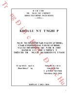 Ứng dụng mô hình var (value at risk), CVaR (conditional value at risk) và các mô hình mở rộng để quản trị rủi ro danh mục cổ phiếu niêm yết trên thị trường chứng khoán việt nam 
