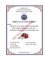Thu hút và sử dụng nguồn vốn hỗ trợ phát triển chính thức (ODA) của tỉnh thừa thiên huế giai đoạn 2006   2015 