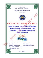Phân tích các yếu tố ảnh hưởng đến động lực làm việc của nhân viên tại công ty cổ phần in và dịch vụ thừa thiên huế 