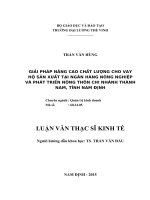 Giải pháp nâng cao chất lượng cho vay hộ sản xuất tại ngân hàng Nông nghiệp và Phát triển nông thôn chi nhánh Thành Nam, tỉnh Nam Định
