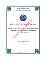 Đánh giá hiệu quả sử dụng vốn của công ty TNHH thương mại và dịch vụ tấntấn thành giai đoạn 2013 – 2015 